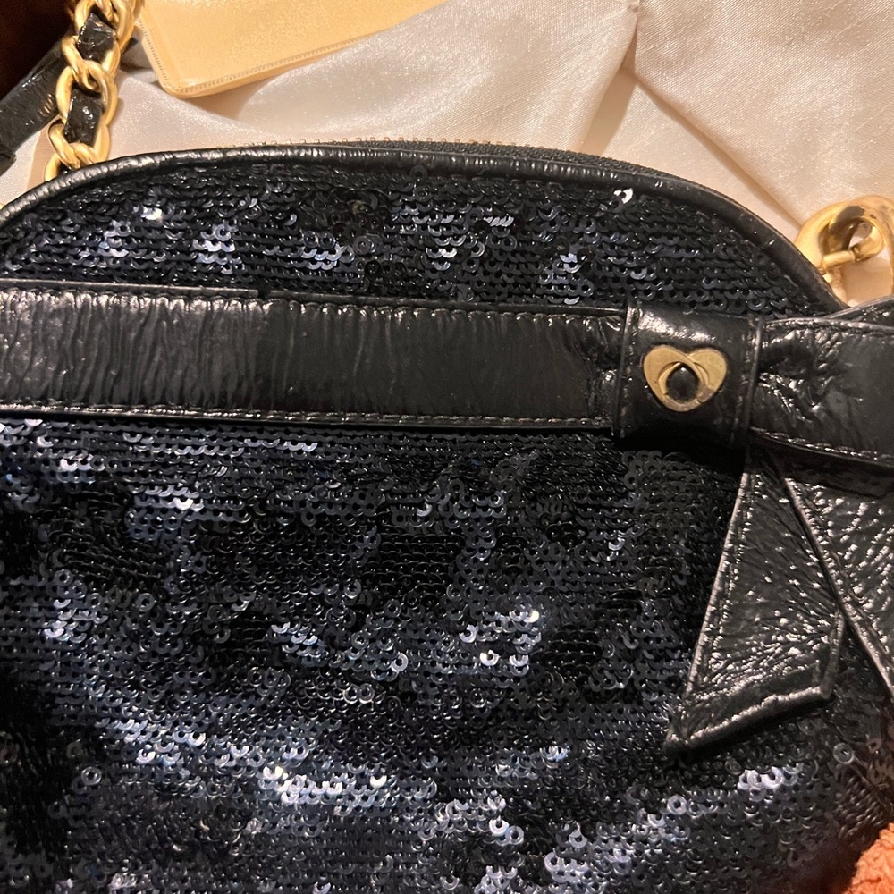 Coach Poppy Black Sequin Wristlet with Gold Chain Strap. EUC - Picture 2 of 9